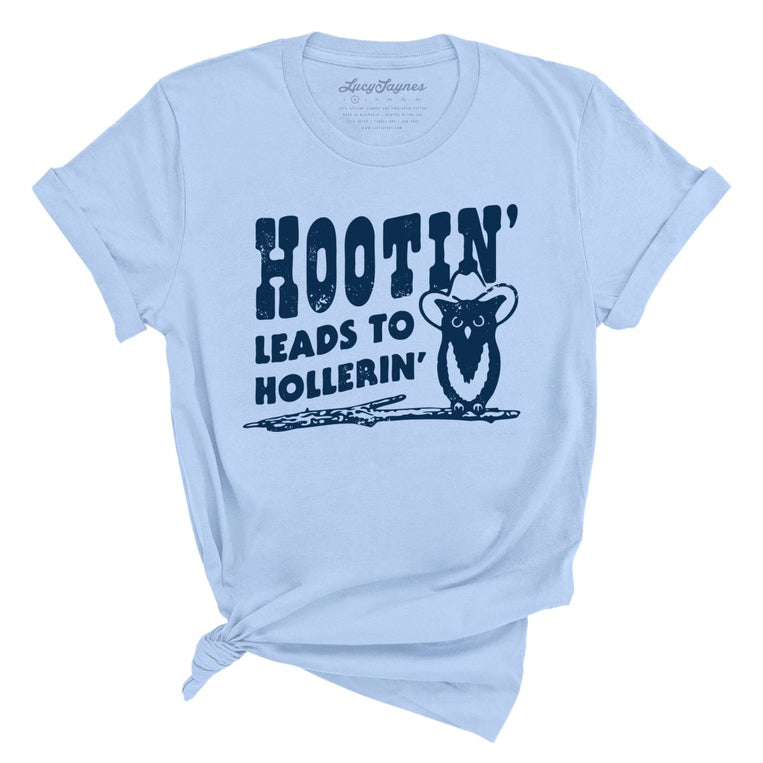 Hootin' Leads to Hollerin' Graphic Tee - Light Blue