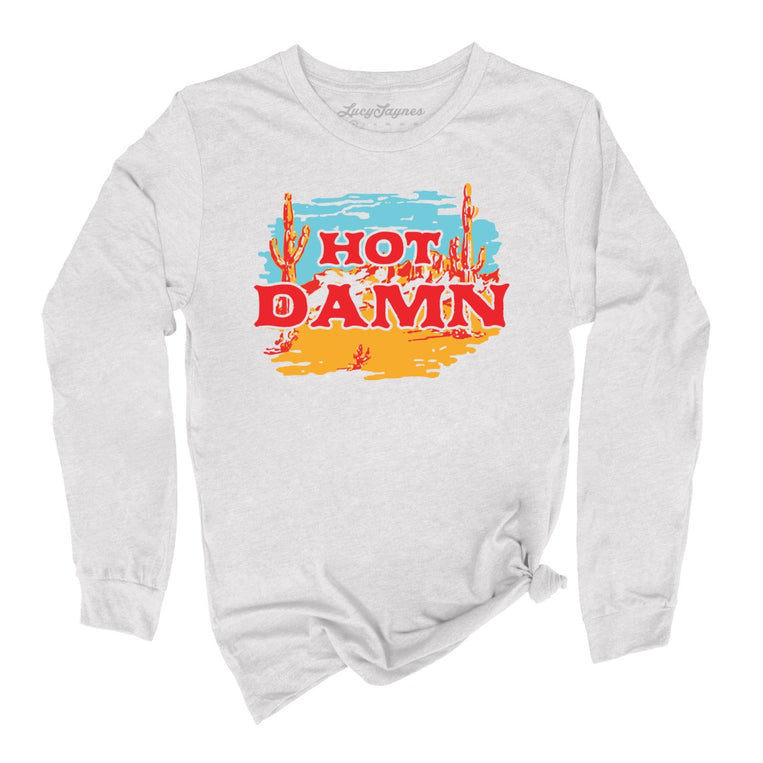 Hot Damn Graphic Long Sleeve Tee - Ash