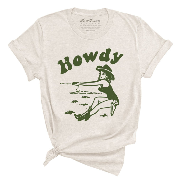 Howdy Cowgirl Graphic Tee - Heather Dust