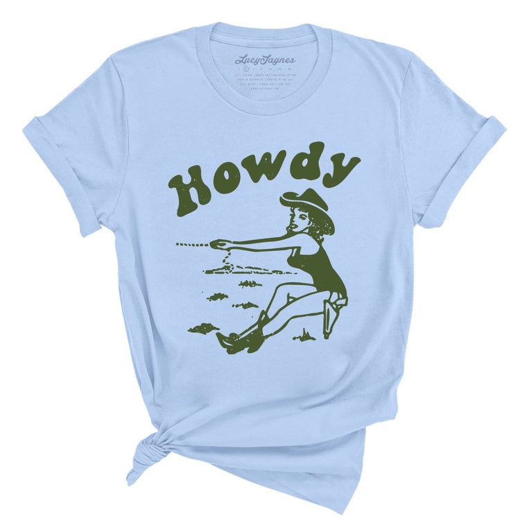 Howdy Cowgirl Graphic Tee - Light Blue