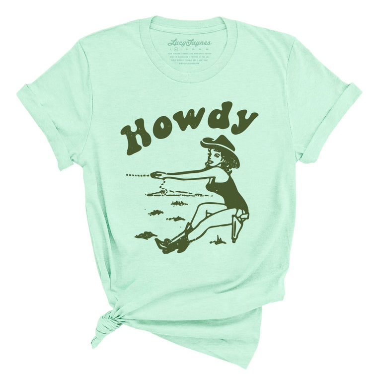 Howdy Cowgirl Graphic Tee - Heather Mint