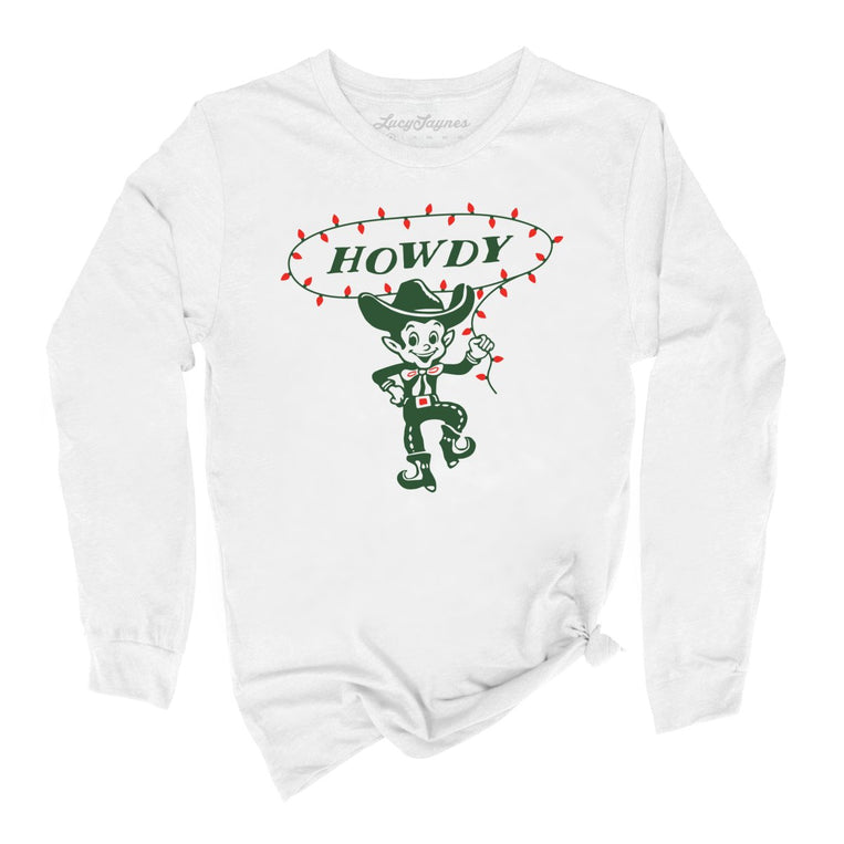 Howdy Elf Graphic Long Sleeve Tee