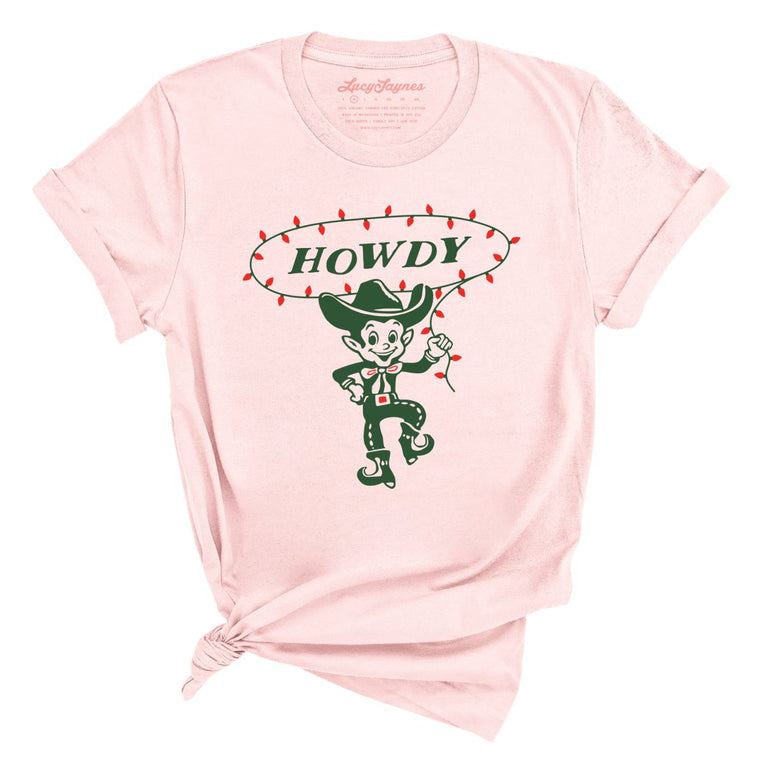 Howdy Elf Graphic Tee - Soft Pink