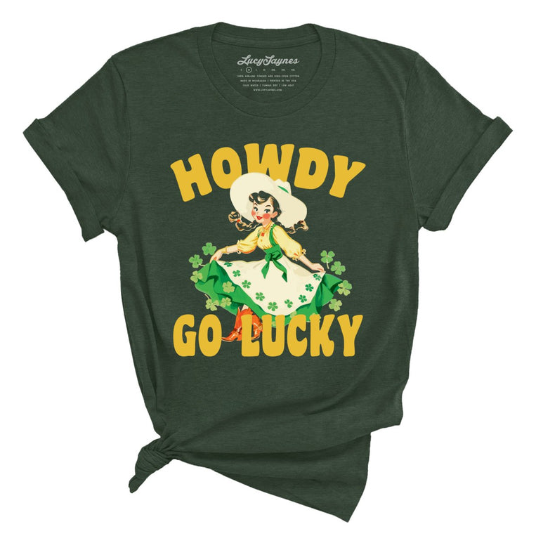 Howdy Go Lucky Graphic Tee - Heather Forest