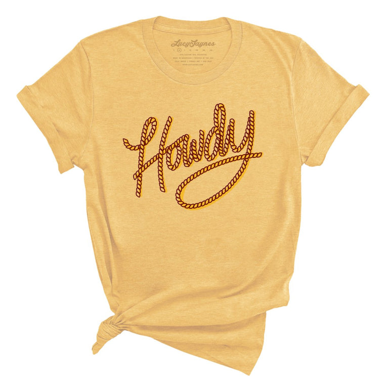 Howdy Rope Graphic Tee - Heather Yellow Gold