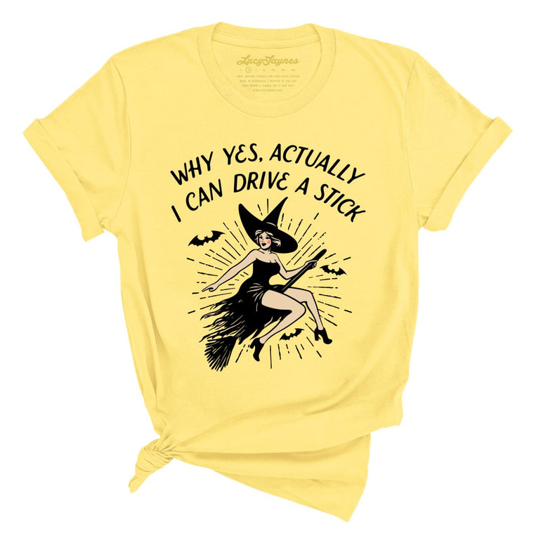 I Can Drive a Stick Graphic Tee - Yellow