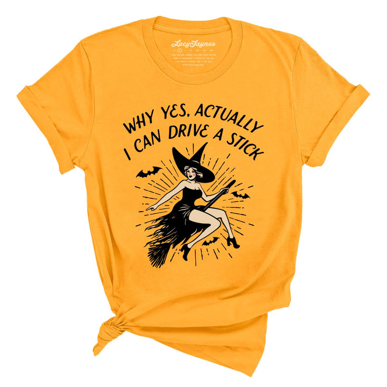 I Can Drive a Stick Graphic Tee - Gold