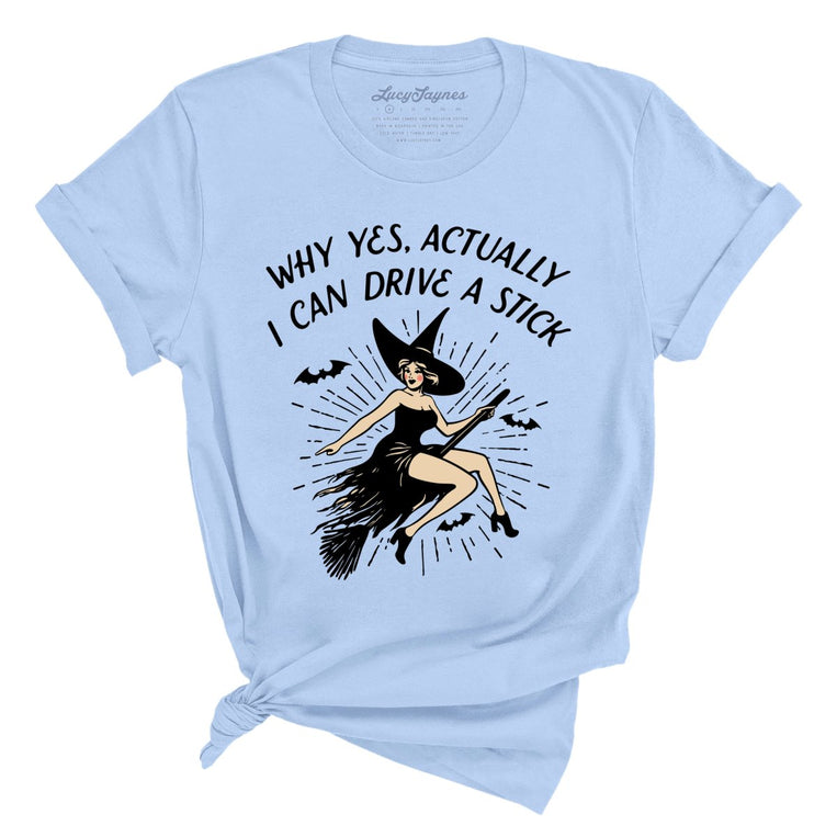 I Can Drive a Stick Graphic Tee - Light Blue