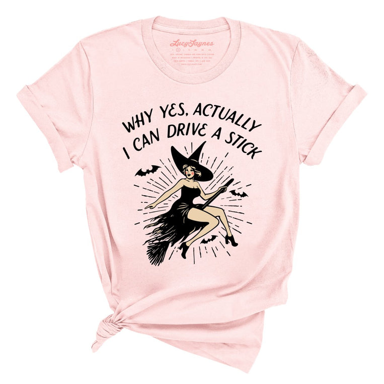 I Can Drive a Stick Graphic Tee - Soft Pink