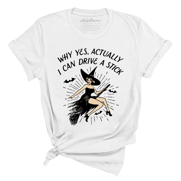 I Can Drive a Stick Graphic Tee - White