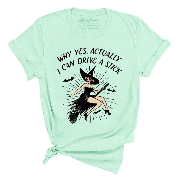 I Can Drive a Stick Graphic Tee - Heather Mint