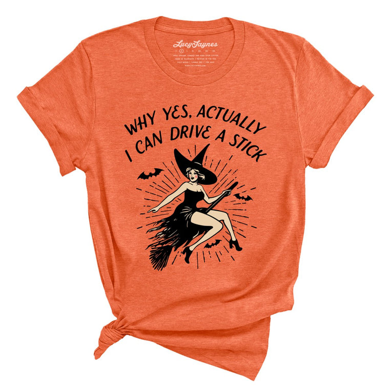 I Can Drive a Stick Graphic Tee - Heather Orange