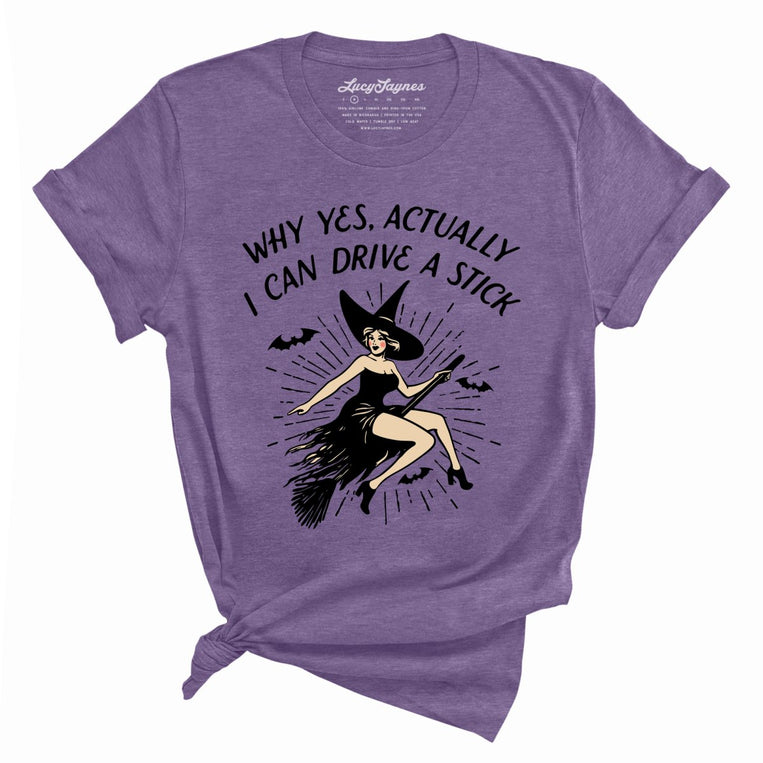 I Can Drive a Stick Graphic Tee - Heather Team Purple