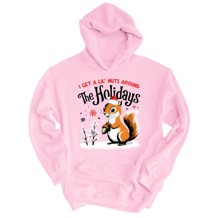 I Get A Lil' Nuts Around The Holidays Graphic Hoodie - Light Pink