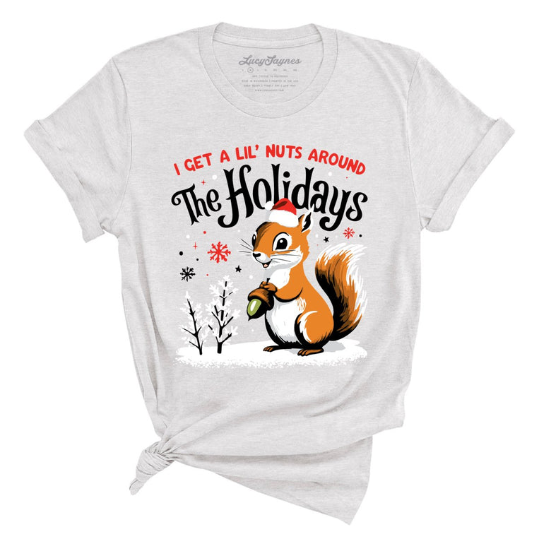 I Get A Lil' Nuts Around The Holidays Graphic Tee - Ash