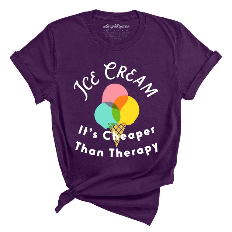 Ice Cream Cheaper Than Therapy Graphic Tee - Team Purple