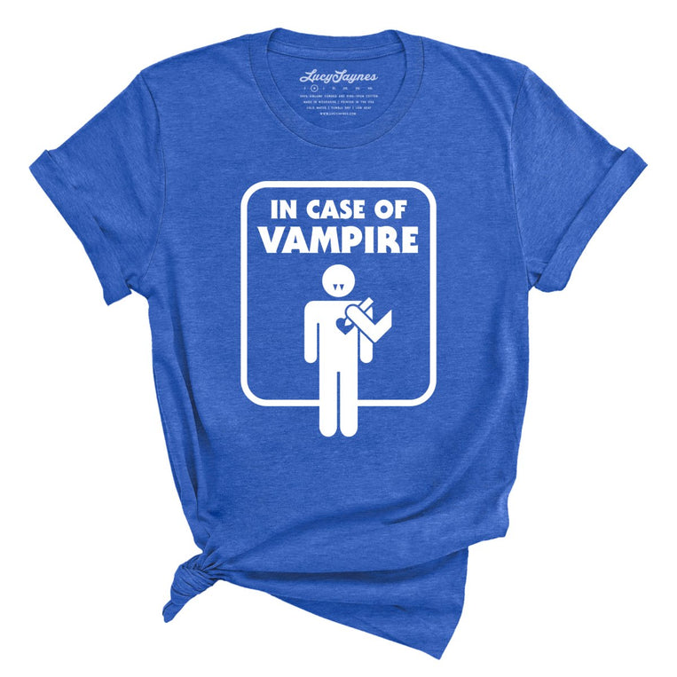 In Case of Vampire Graphic Tee - Heather True Royal