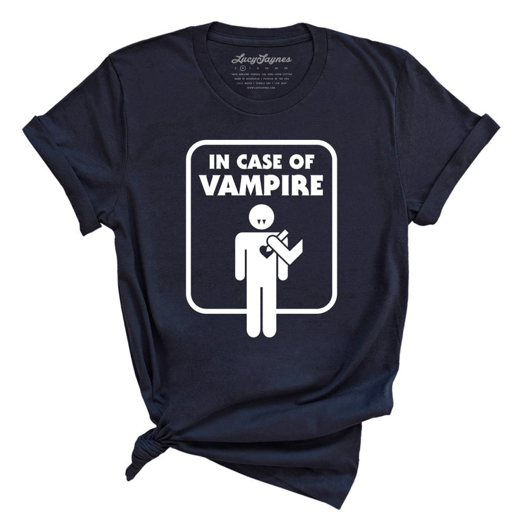 In Case of Vampire Graphic Tee - Navy