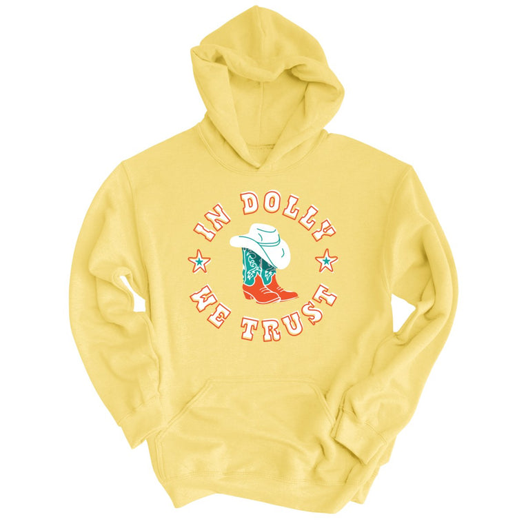 In Dolly We Trust Graphic Hoodie - Light Yellow