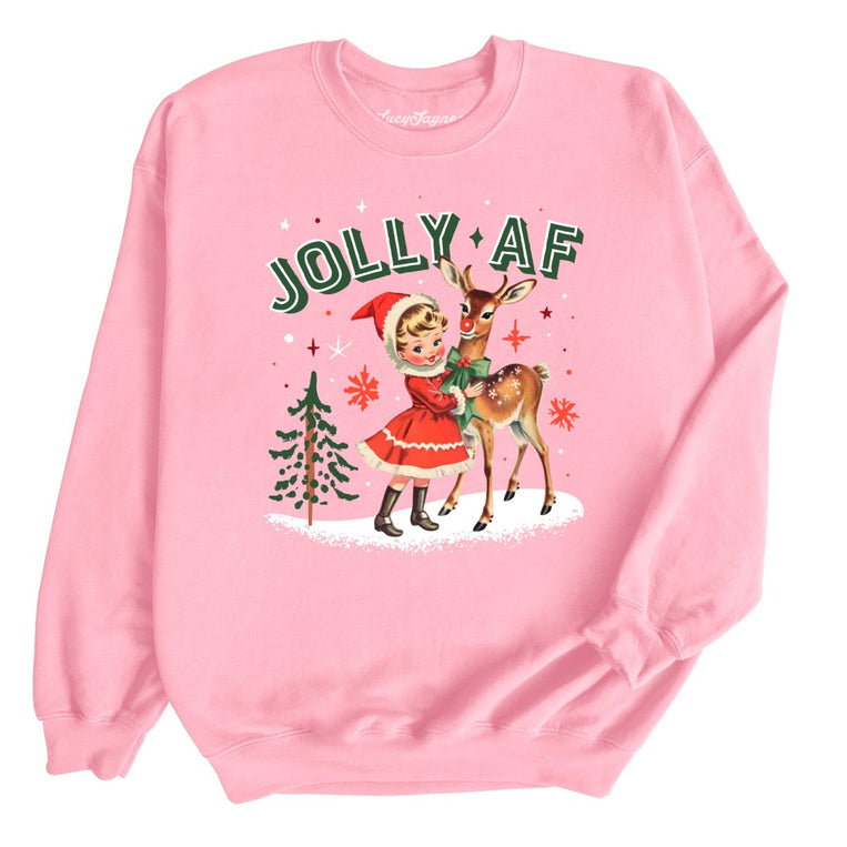 Jolly AF Graphic Sweatshirt - Light Pink