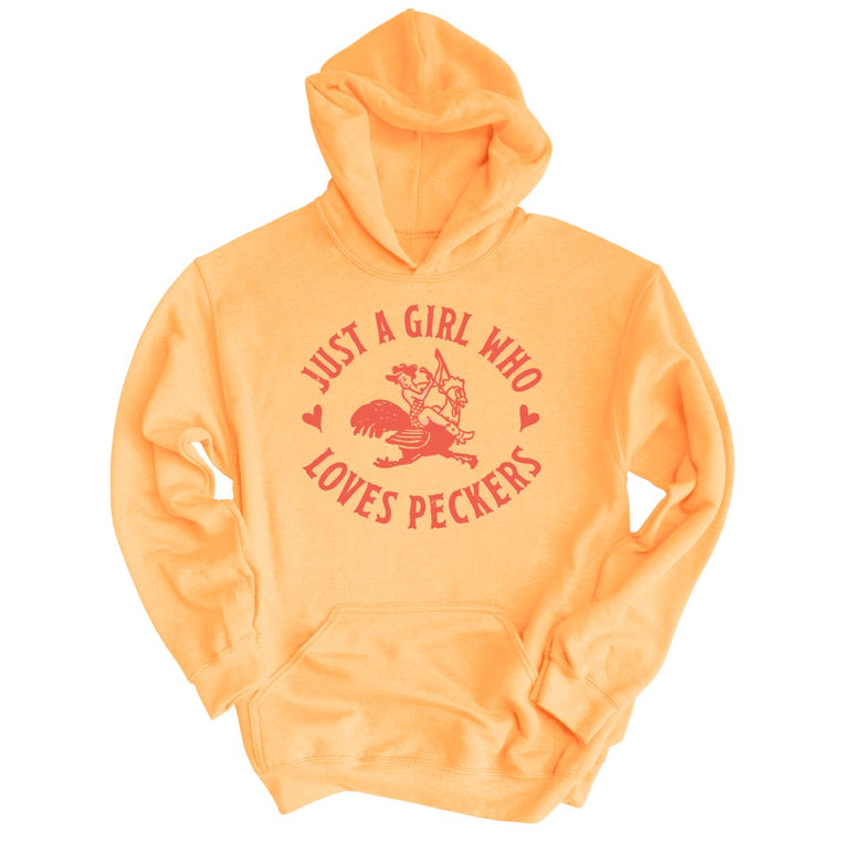 Just a Girl Who Loves Peckers Graphic Hoodie - Peach