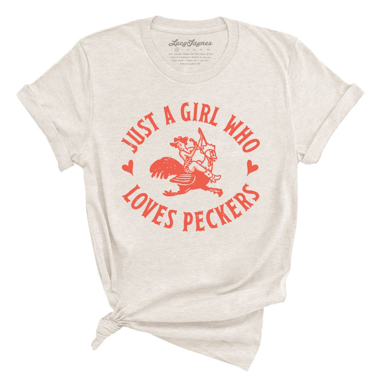 Just a Girl Who Loves Peckers Graphic Tee - Heather Dust