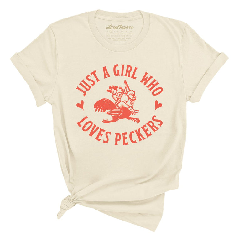 Just a Girl Who Loves Peckers Graphic Tee - Soft Cream