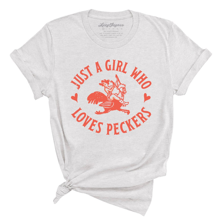 Just a Girl Who Loves Peckers Graphic Tee - Ash