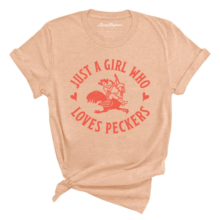 Just a Girl Who Loves Peckers Graphic Tee - Heather Peach