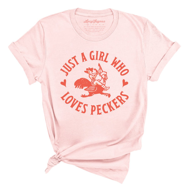 Just a Girl Who Loves Peckers Graphic Tee - Soft Pink