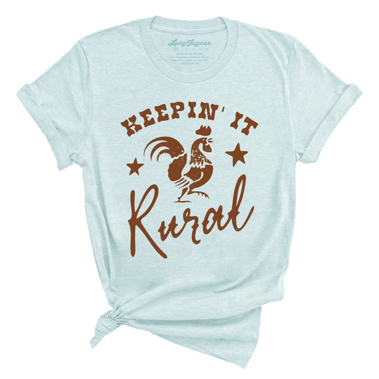 Keepin' it Rural Graphic Tee - Heather Ice Blue