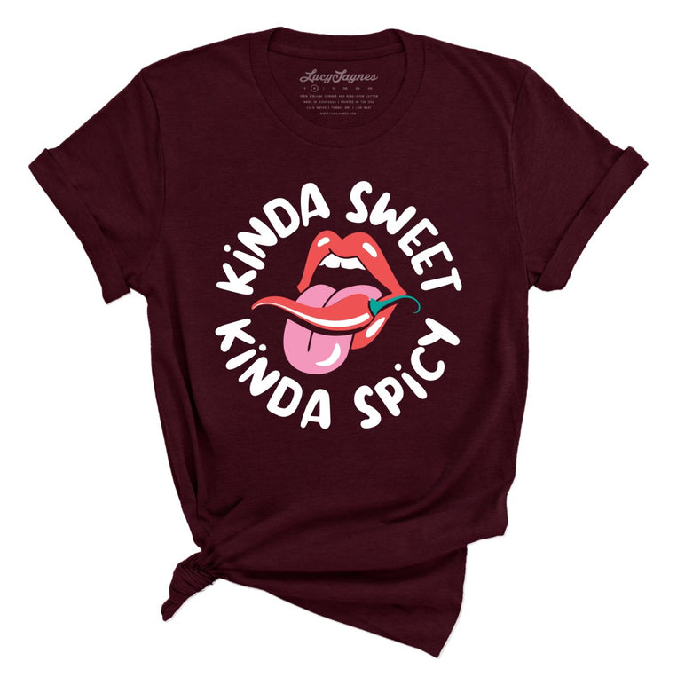 Kinda Sweet Kinda Spicy Graphic Tee - Heather Cardinal