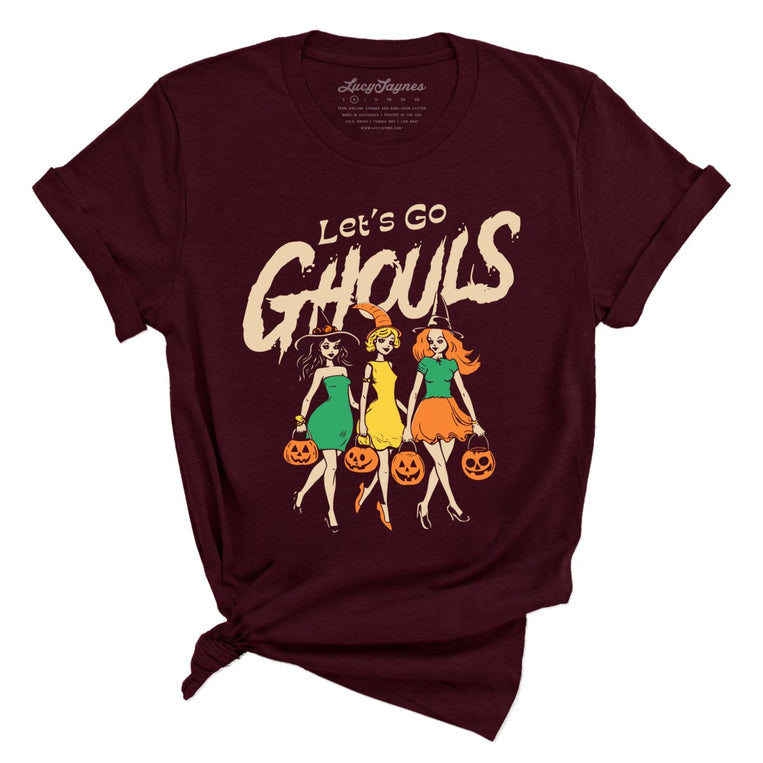 Let's Go Ghouls Graphic Tee - Heather Cardinal