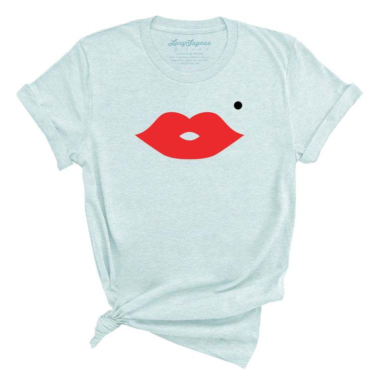 Lips Graphic Tee - Heather Ice Blue