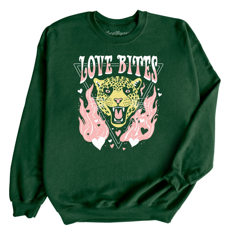 Love Bites Graphic Sweatshirt - Forest
