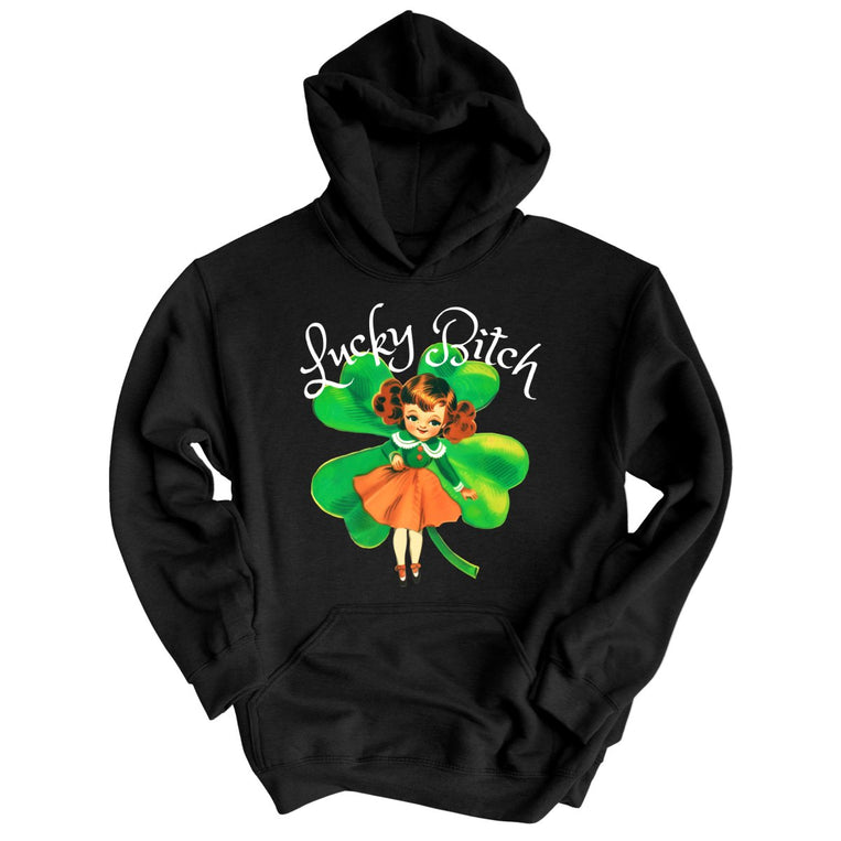 Lucky Bitch Graphic Hoodie - Black