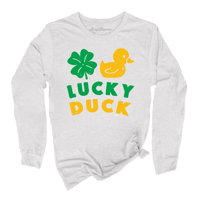Lucky Duck Graphic Long Sleeve Tee - Ash
