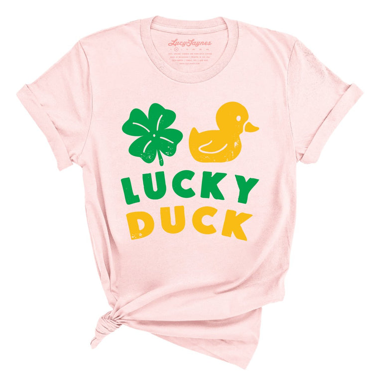 Lucky Duck Graphic Tee - Soft Pink