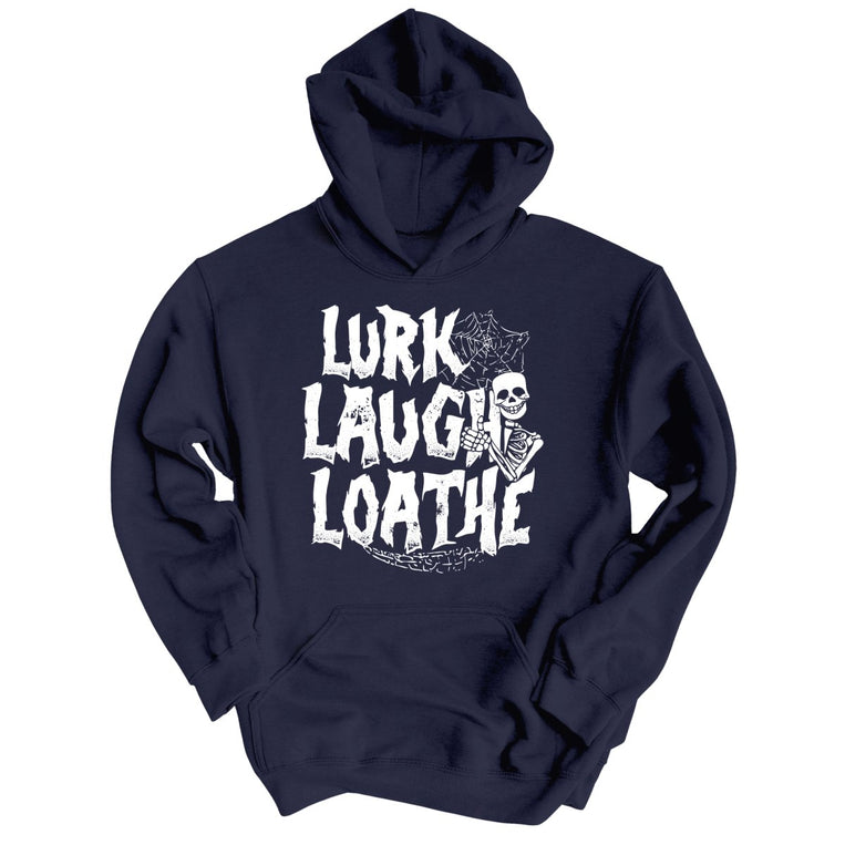 Lurk Laugh Loathe Graphic Hoodie - Classic Navy