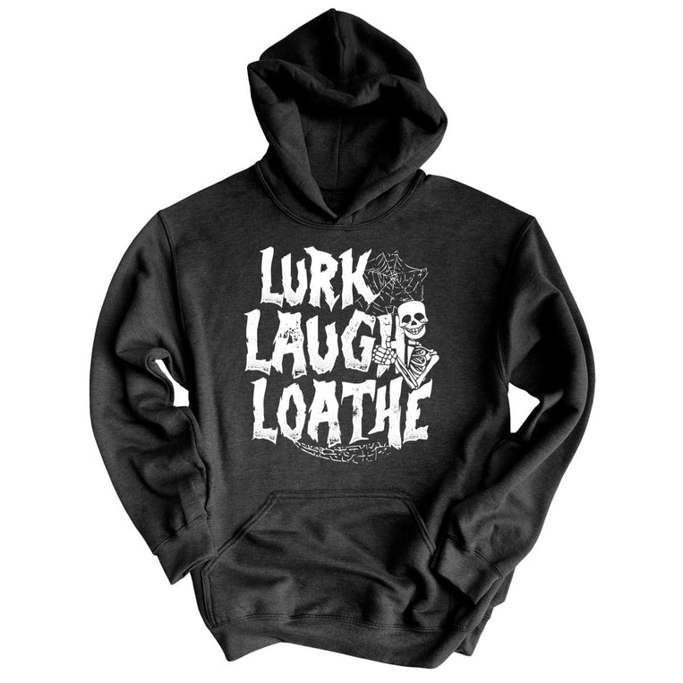 Lurk Laugh Loathe Graphic Hoodie - Charcoal Heather
