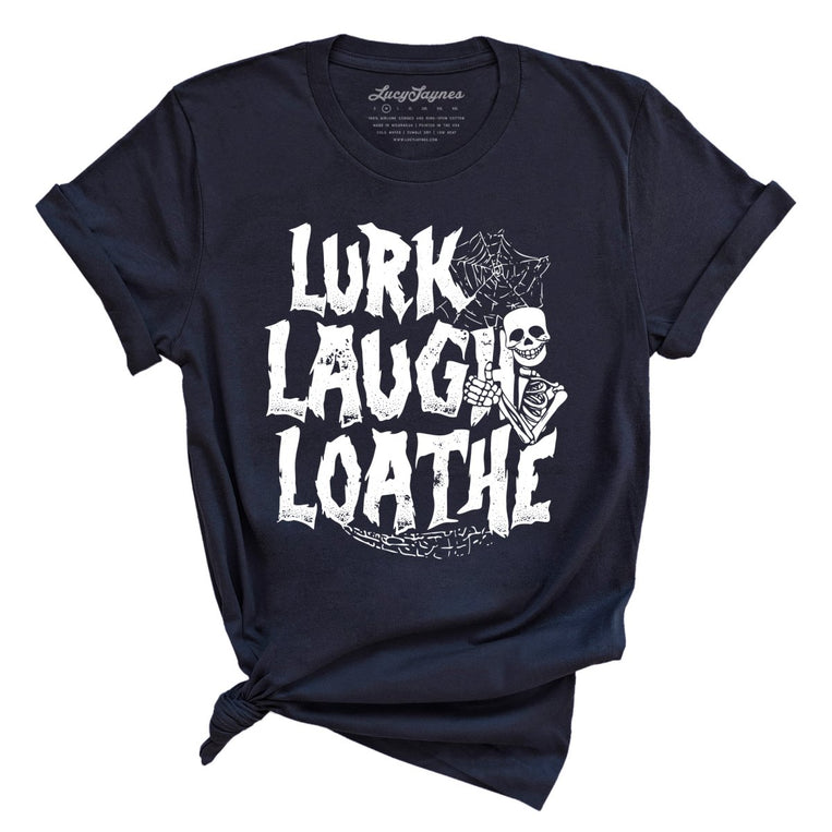 Lurk Laugh Loathe Graphic Tee - Navy