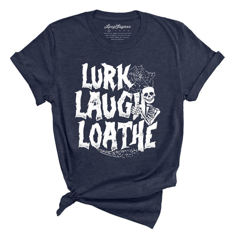 Lurk Laugh Loathe Graphic Tee - Heather Midnight Navy