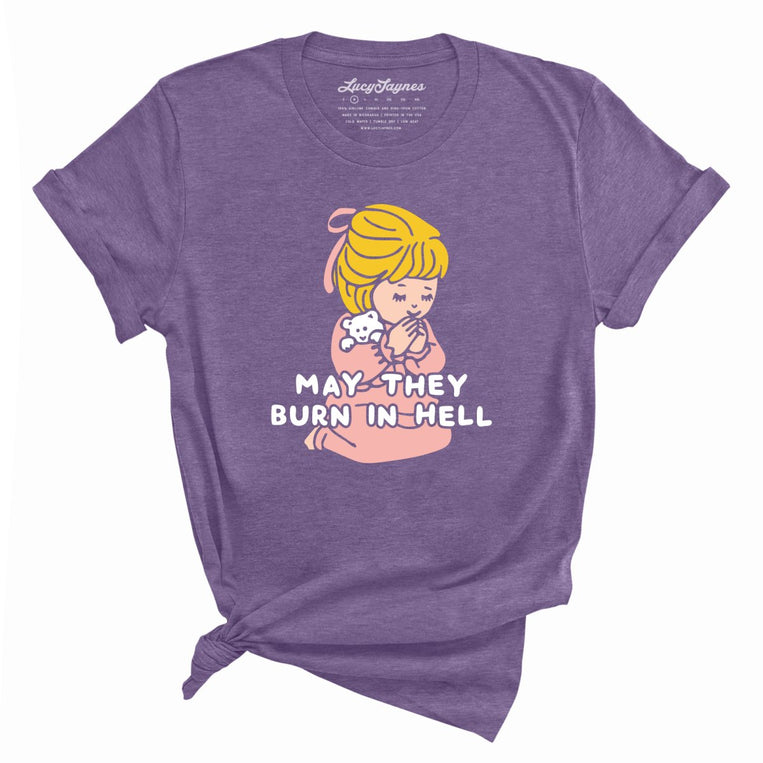 May They Burn in Hell Graphic Tee - Heather Team Purple