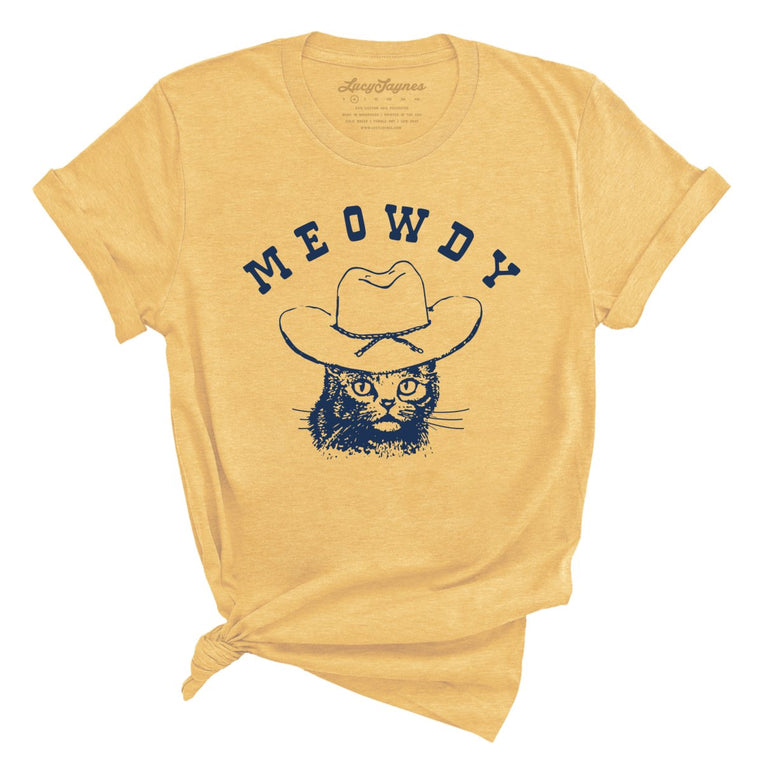Meowdy Graphic Tee - Heather Yellow Gold