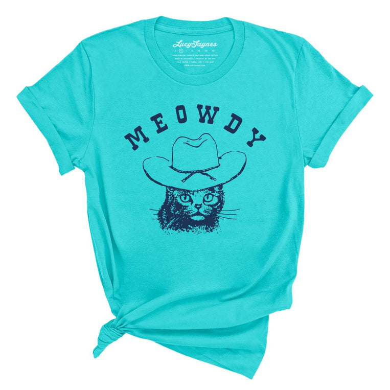 Meowdy Graphic Tee - Turquoise