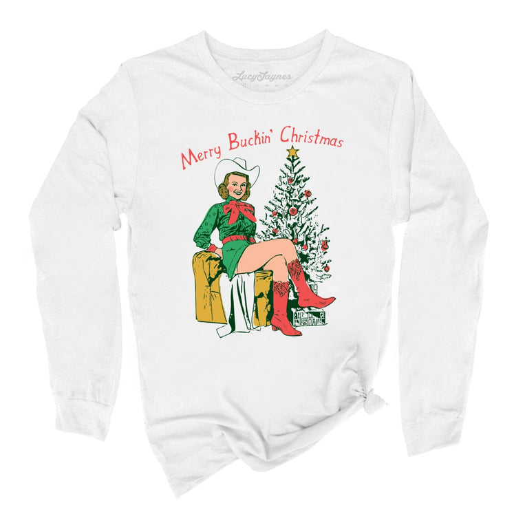 Merry Buckin' Christmas Graphic Long Sleeve Tee