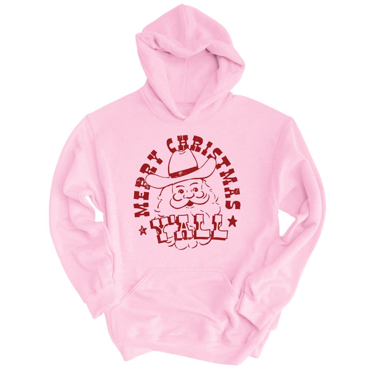 Merry Christmas Y'all Graphic Hoodie - Light Pink