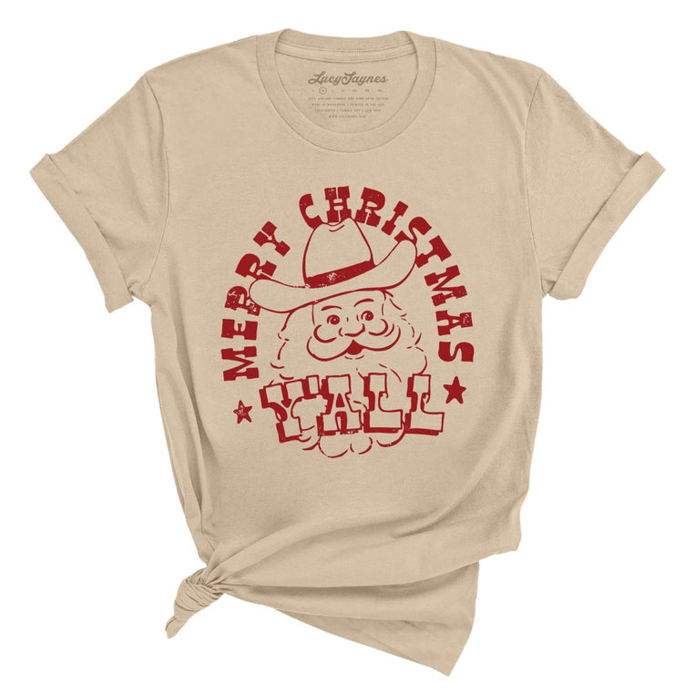 Merry Christmas Y'all Graphic Tee - Tan