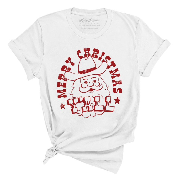 Merry Christmas Y'all Graphic Tee - White
