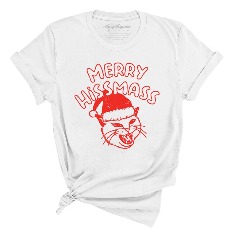 Merry Hissmass Graphic Tee - White